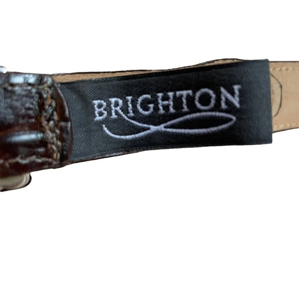 Brighton Brown Leather Tan Silver Belt‎ Women's
